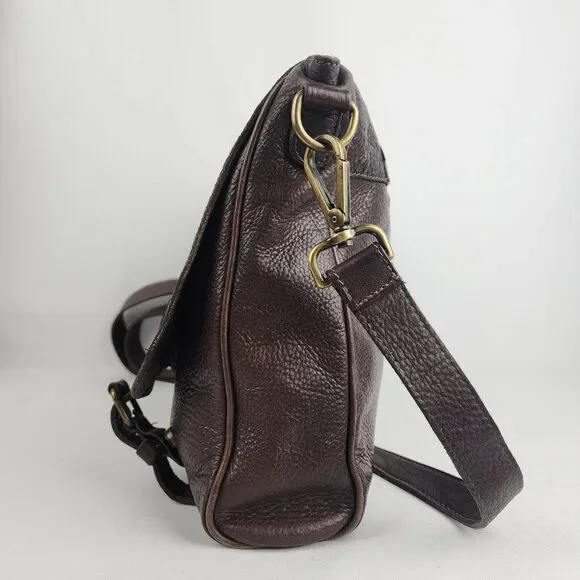 Roots Brown Pebbled Leather Computer Book Bag - Picture 4 of 16